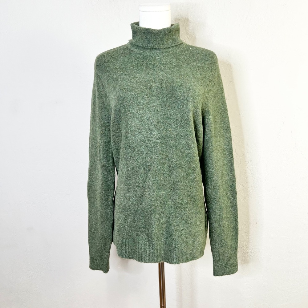 Abercrombie‎ & Fitch Sweater Turtleneck Women Size Large Green New Wool Blend